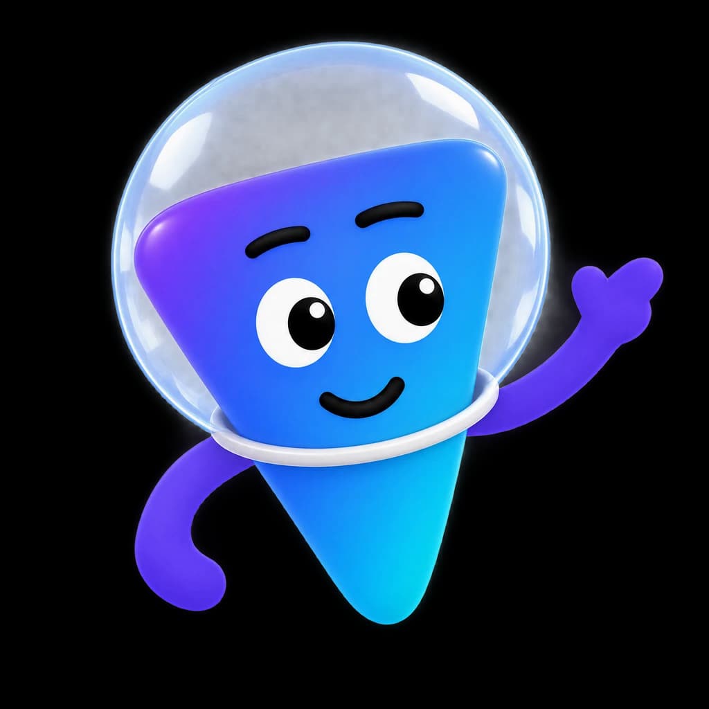 Del in a space helmet, waving